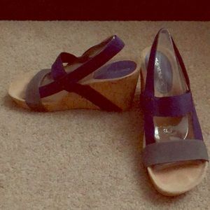 Daniblack Navy/Gray Cork Wedge Sandals